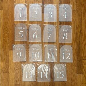 Frosted Acrylic Table Numbers 1-15